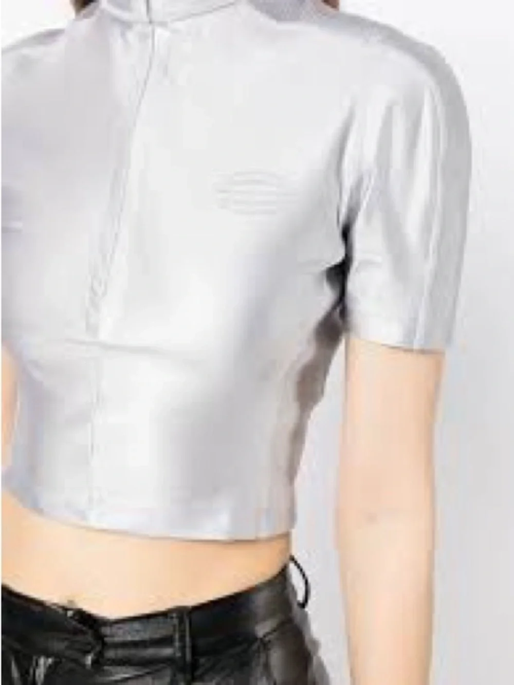 Alexander Wang Silver Performance Cycling Jersey Rash Guard
